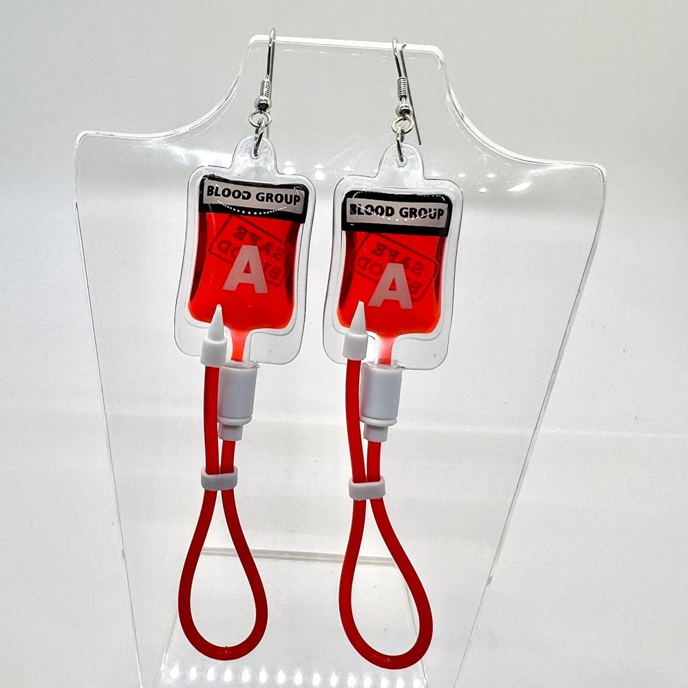 Blo0d Bag Earrings - Nurse Earrings - Doctor Earrings - Halloween Earrings